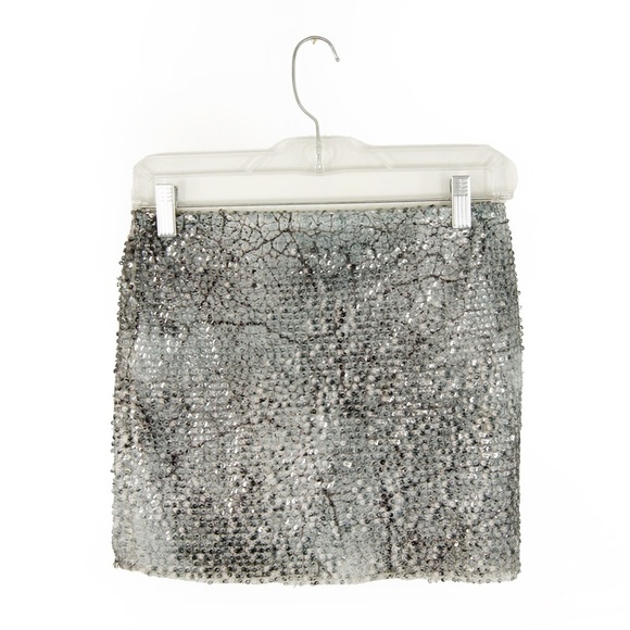 Vintage Y2K Guess Blue Grey Black Sequin Party Grunge Stretch Waist Mini Skirt - Picture 3 of 5